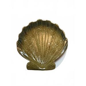 Vintage MCM Ceramic Scallop Shell Hanging Wall Plate Beach Decor